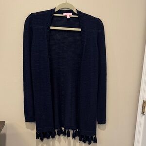 Lilly Pulitzer Tatum Navy Cardigan with Tassel Detail